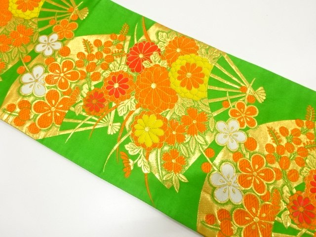 JAPANESE KIMONO / CHILDRENS OBI WOVEN / CHRYSANTHEMUM / PLUM / BUSH CL